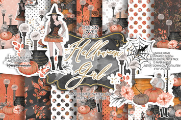 Halloween Girl digital paper pack