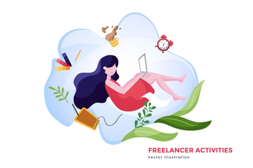 Freelancer activities vector illustration