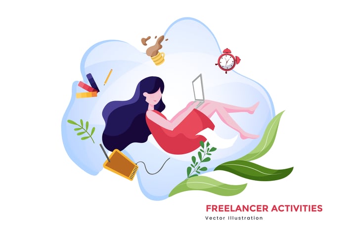 Freelancer activities vector illustration
