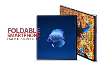 Mate X Smartphone Layered PSD Mock-Ups 