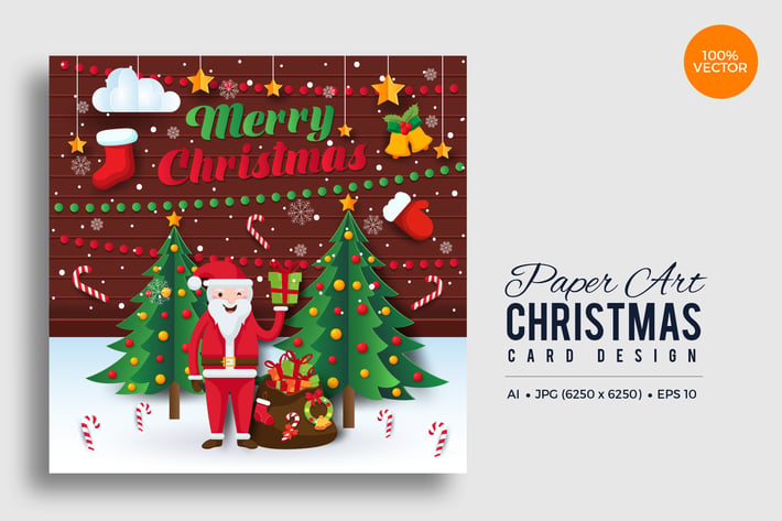 Merry Christmas Square Vector Card Vol.7