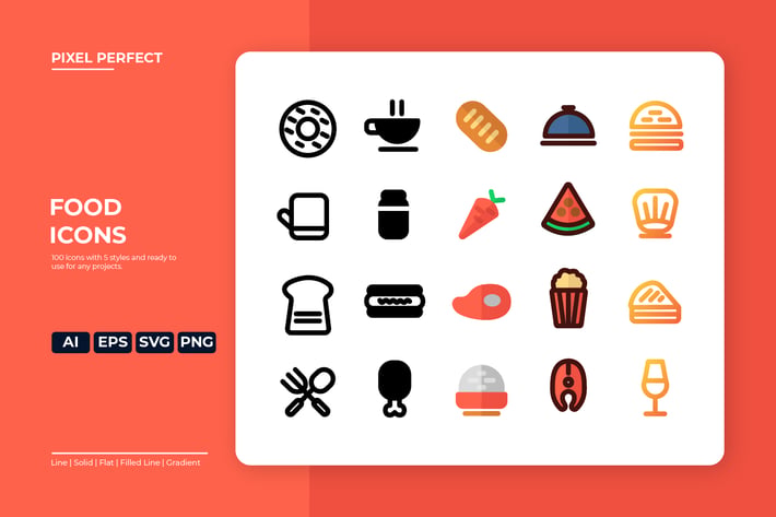 Food Icon - 5 styles