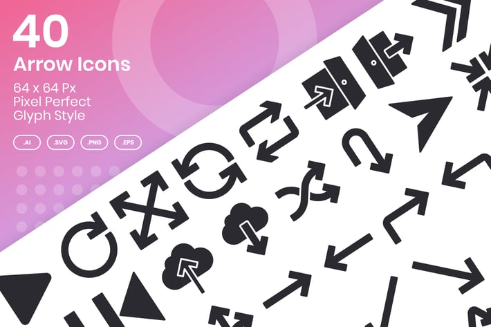 40 Arrow Icons Set - Glyph