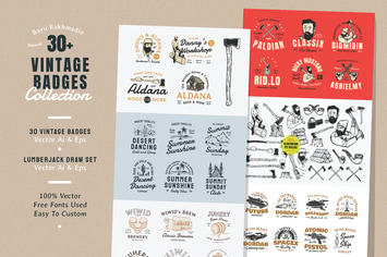 30 Vintage Badges Illustration
