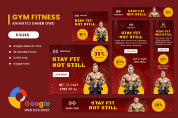Fitness Google Adwords HTML5 Banner Ads GWD