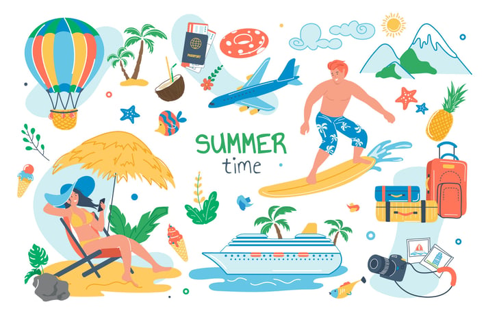 Summer Time Concept Isolated Elements Set