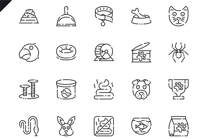 Simple Set Pen and Animal Line Icons