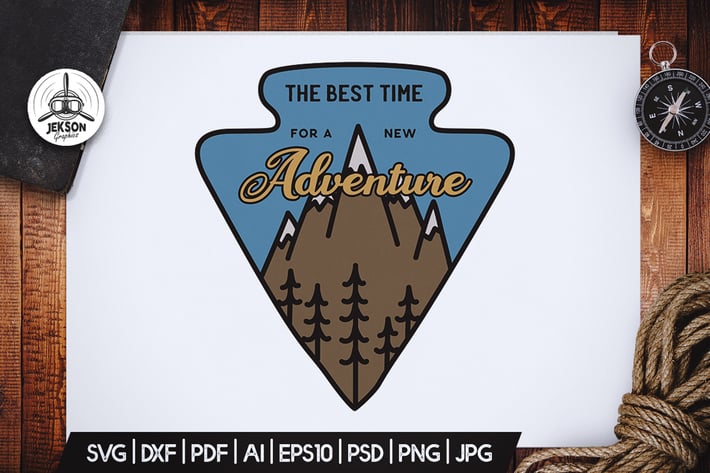 Hiking Adventure Badge Vector Retro Graphic Logo
