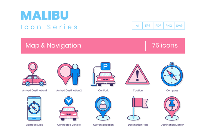 75 Map Icons & Navigation Icons