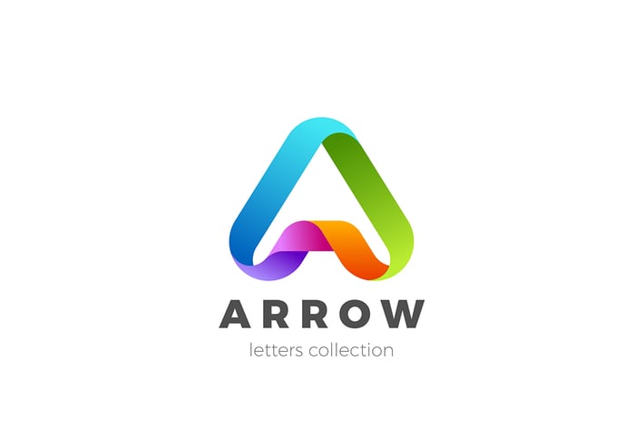 Letter A Logo design 3D Ribbon style