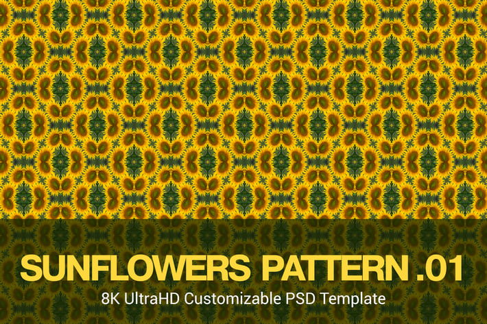 8K UltraHD Seamless Sunflowers Pattern Background