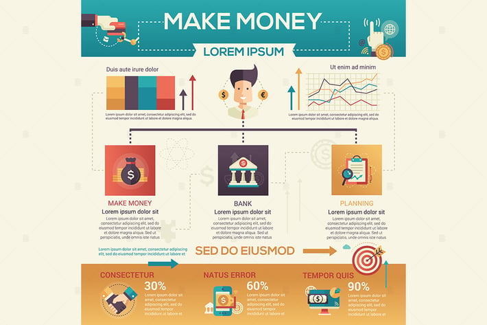 Make Money - flat design style poster