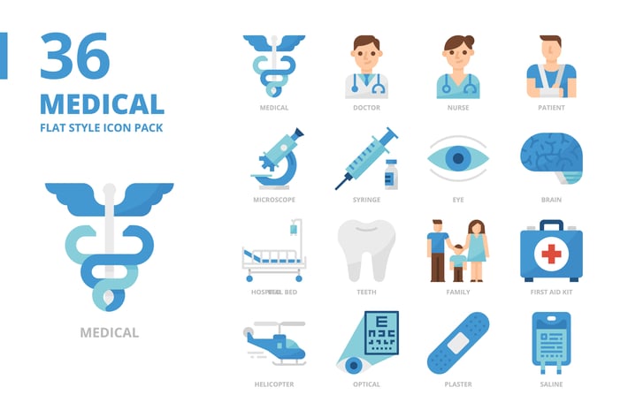 Medical Flat Style Icon Set