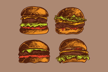 Hand-Drawn Vector Burger Textured Effects