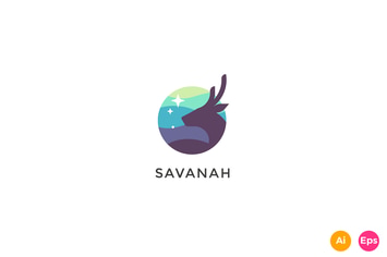 Savannah Deer Stars Creative Logo Template