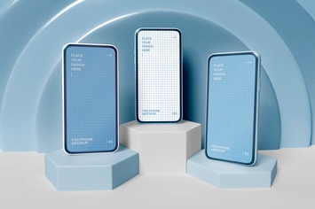 Three Mobile Phone Mockup
