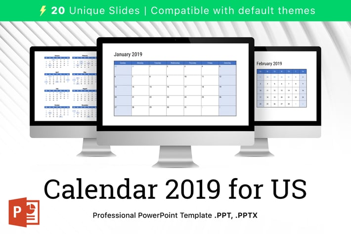 Calendar 2019 US for PowerPoint