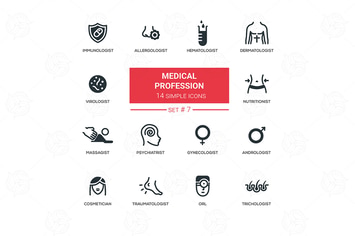 Medical professions - simple thin line icons