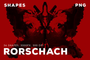 36 Rorschach PNG Ink Shapes