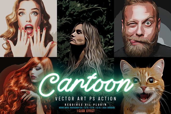 Cartoon Vector Art Photoshop Action