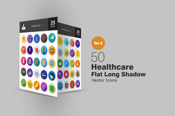 50 Healthcare Flat Shadowed Icons