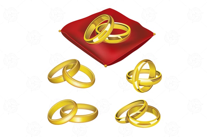 Wedding Rings - realistic vector set of objects