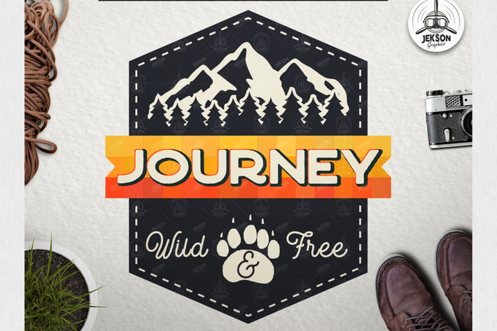 Vintage Journey Logo / Retro Mountain Camp Badge
