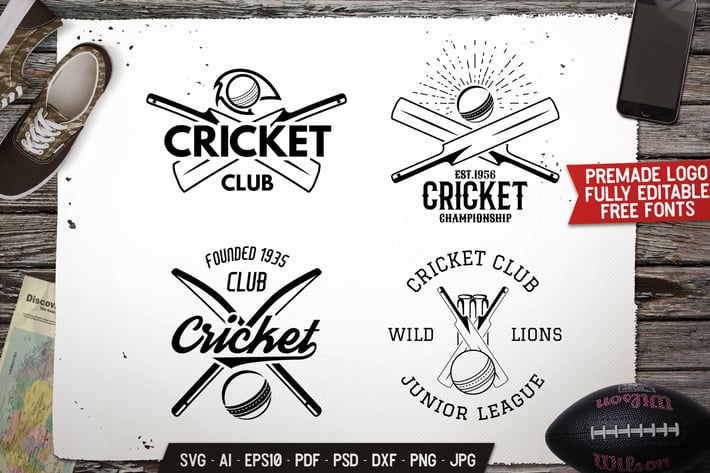 Cricket Logos Templates Bundle Vector Sport Badges