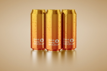 Set of 3 Aluminium Can Mockup
