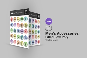 50 Men's Accessories Filled Low Poly Icons