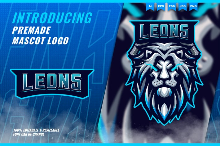Blue Lion - Mascot Esport Logo Template