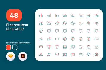 Finance Icon Line Color 