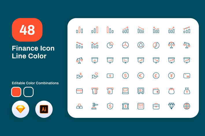 Finance Icon Line Color 