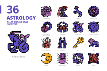 Astrology Filled Outline Style Icon Set