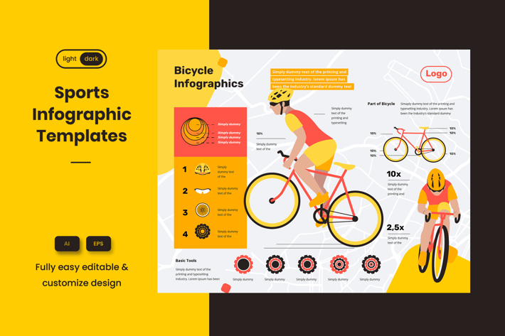 Sport Infographic Template: Riding a bike is safe
