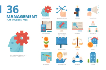 Management Flat Style Icon Set