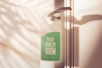 Door Hanger With Hard Shadow Scene Mockup