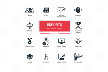 eSports - simple thin line design icons