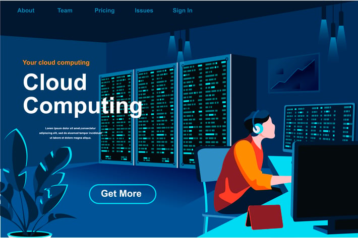 Cloud Computing Isometric Web Page Flat Concept