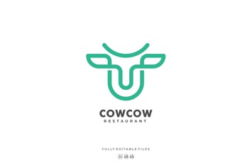 Cow Line Art Style Logo