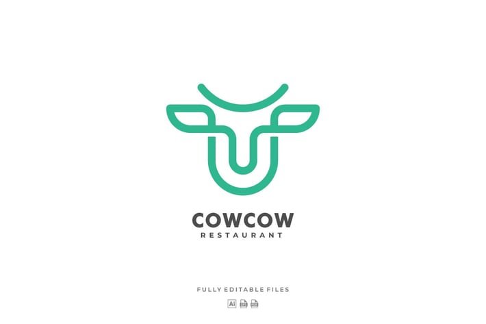 Cow Line Art Style Logo