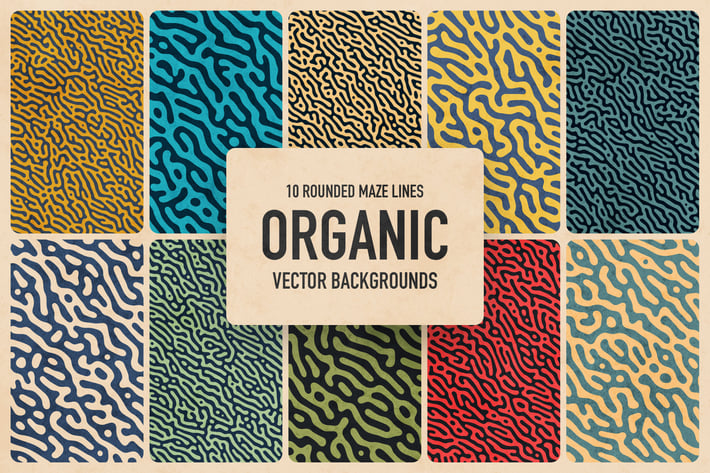 Organic Rounded Maze Lines Vector Backgrounds