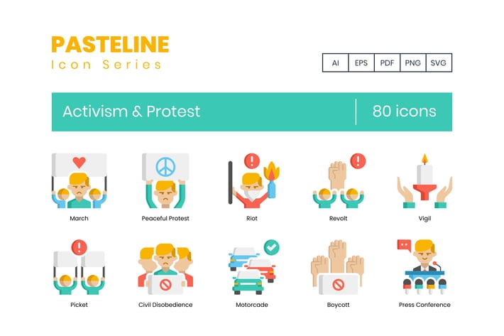 80 Activism & Protest Flat Icons