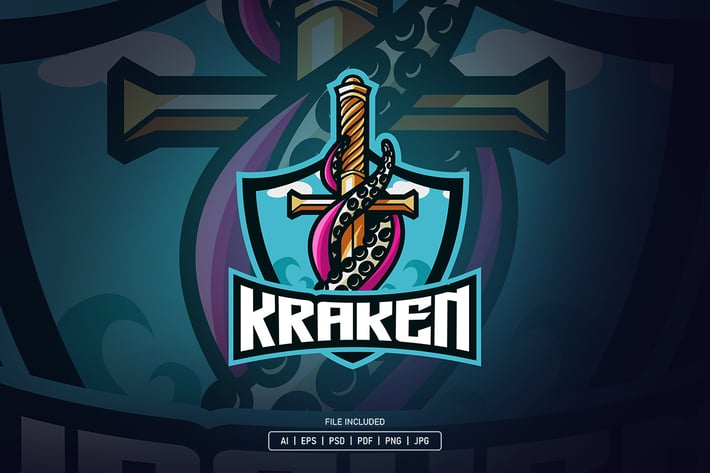 Kraken sword esport logo template