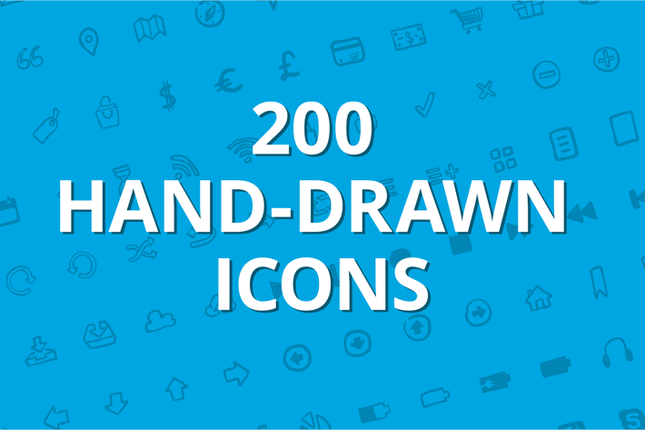 200 hand-drawn vector icons