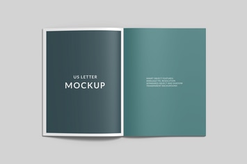 Open US Letter Catalog Mockup Top View
