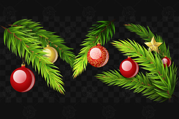 Christmas fir branches - set of vector elements