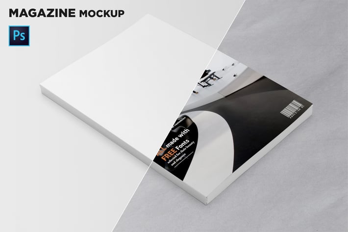 Magazine Cover Mockup 45 Degree