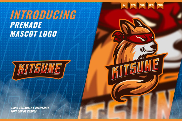Kitsune Fox Ninja - Mascot Esport Logo Template