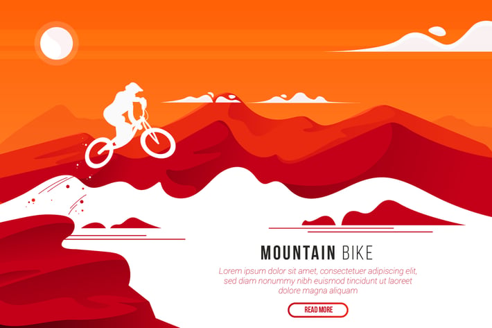 Mountain Bike - Vector Landscape & Building